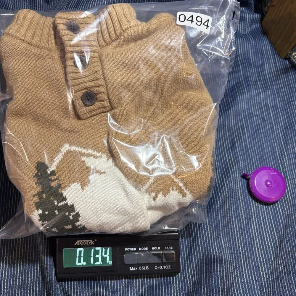 Gymboree Bear Sweater Boys 6 Button Neck Rustic Cabincore Outdoors Hiking Fall